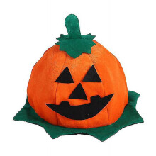 Chapeau citrouille d'Halloween avec feuille de lotus verte
