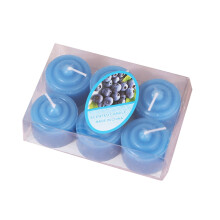 Bougies votives parfumées aux fleurs (lot de 6), diamètre 3,5 cm, pour la Saint-Valentin, Noël, les mariages et la décoration intérieure – Bleu