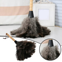 Plumeau en plumes d'autruche naturelles, manche rétractable en bois, 1 pièce, outil de nettoyage doux pour la maison et la voiture, plumeau