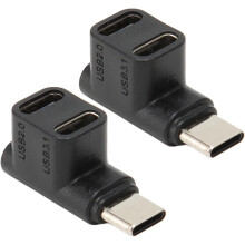 Adaptador de ángulo de 90 grados de 1 a 2 USB C3.1, 10 Gbps, USB 3.1 tipo C macho a USB C3.1 USB C2.0 hembra doble en ángulo recto