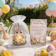 Easter Pocket Hug Bunny Design with Illustrated Card, Beige