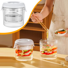 Bocal à cornichons pressable, récipient en plastique de qualité alimentaire avec couvercle hermétique pour des cornichons maison croquants,