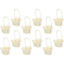 Lot de 12 paniers artisanaux en forme de cœur avec poignées, style rustique, pour la maison