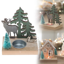 Porte-bougie chauffe-plat en bois pour Noël – Centre de table/bureau, compatible avec les bougies chauffe-plat standard