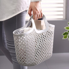 Kannettava pyykkikori – Suuri ontto pyykkikori (31x19.5x18cm), Vaaleanpunainen/Sininen/Harmaa – Kylpyhuoneen ja makuuhuoneen järjestäjä