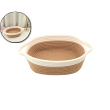 Panier de rangement ovale multicolore en corde de coton tressée avec poignée, idéal pour les jouets, les goûters et les vêtements (28 x 17 x 8,5
