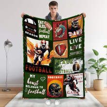 Couverture de football 152 x 127 cm, douce et chaude, idéale pour les garçons de 8 à 12 ans, les filles et les hommes – Cadeau parfait pour les