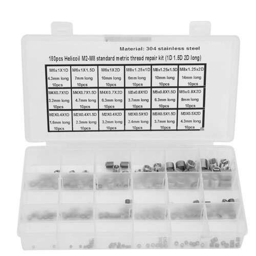 180 τεμάχια M2/M3/M4/M5/M6/M8Wire με σπείρωμα, εργαλείο επισκευής σπειρώματος Helicoil από