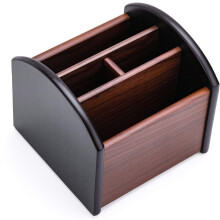 Houten houder voor afstandsbediening met 4 vakken – Multifunctionele bureau-organizer voor tv en kantoorbenodigdheden