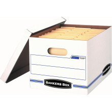 Caixa organizadora de arquivos com tampa removível, tamanho carta/ofício, 30,5 x 25,4 x 38,1 cm, branca, pacote com 4 unidades (0070329)