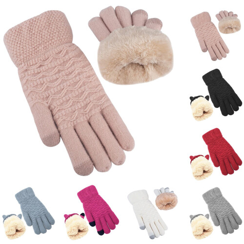 Damen-Winterhandschuhe mit Touchscreen, warm gefüttert