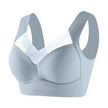 Sutiã para busto grande, sem aro, sem costura, com suporte lateral, azul claro.