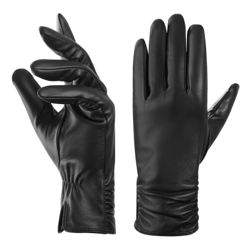 Damen-Touchscreen-Handschuhe aus Lammfell, warm für den Winter