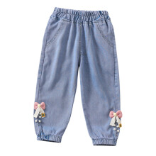 Girl Pants - Girls Soft Denim Jeans Toddler Kid Pants Elastic Waist Comfort Playwear Casual Daily Wear - Girls Clothes,Color:01 Pink,Size:4-5 Years