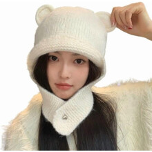 Wintermütze mit Bärenohren für Damen, fleecegefüttert, Strick