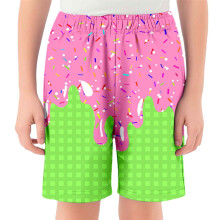 Short décontracté imprimé glace pour enfants, style baseball, taille élastique avec poche, pour garçons et filles de 2 à 14 ans, vert, Z01, 3-4