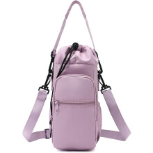 Sac bandoulière pour bouteille d'eau, sac isotherme avec poches, porte-bouteille bandoulière avec sangle pour les voyages, la randonnée et l'usage