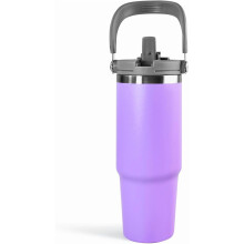 30oz violetti muki kahvalla ja pillikannella, kaksiseinäinen tyhjiöeristetty, vuotamaton, sopii mukitelineeseen, yhteensopiva toimiston kanssa