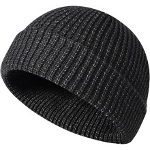 Zimná reflexná čiapka Beanie pre mužov, ženy a dospelých, vysoko viditeľná, teplá, čierna pletená čiapka na beh v noci