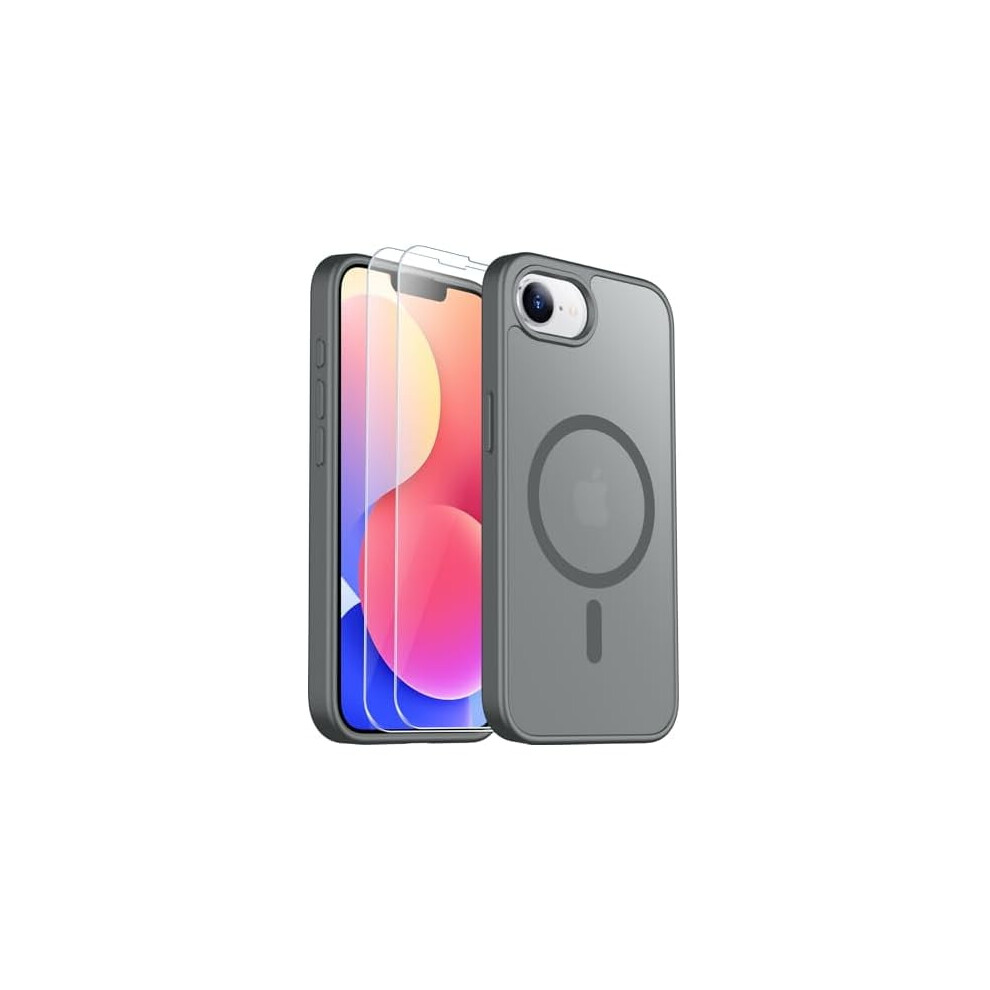 Designed For Compatible With Iphone 16E Case, Magnetic Translucent With 2Pcs Tempered Glass Screen Protector Anti-Fingerprint Anti-Scratch, Gray 9555307503996