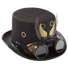 Viktoriánska výstroj, okuliare, klobúk, steampunk klobúk, cylindr, halloweenska čiapka, párty čiapka na oslavy.
