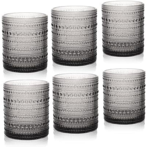 Σετ 6 ποτηριών κοκτέιλ Hobnail 10oz, vintage ποτήρια με υφή φυσαλίδας, συμβατά με old fashioned