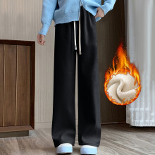 Calça feminina de corte reto, forrada com lã polar - modelagem esportiva casual com cós elástico e forro de flanela quentinho.