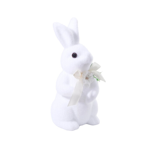 Easter Bunny Figurine Realistic Plush Fur White 1PC 1