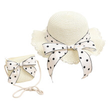 Barn Flickor Tecknad Blomma Solskydd Hatt Strå Strand Solhatt Stråväska Barn Sommartillbehör Sommarhatt