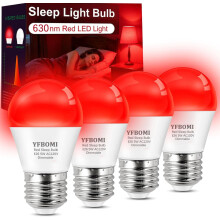 Ampoules rouges 630 nm à intensité variable, bloquant 100 % de la lumière bleue, culot A15E26, 5 W, lot de 4 – pour dormir, la chambre, les