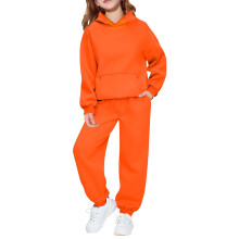 Flickor Långärmade Joggerbyxor med Huva Casual Tvådelad Outfit Mjuka Bekväma Atletiska Loungekläder För Småbarn Ungdom Barn Lekkläder