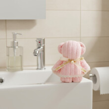 Petite serviette de bain ours rose absorbante en polyester, motif Saint-Valentin, pour adultes (hommes et femmes), douce et épaisse, 8,9 x 13 cm (1