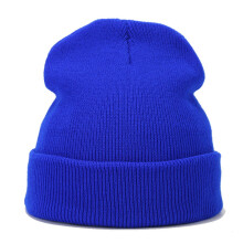Damen-Strickmütze mit Totenkopfmotiv, einfarbig, warm, Wintermütze für kaltes Wetter, Blau A