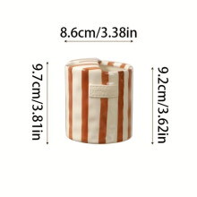 Kerámia bögre retró csíkos, kézzel festett, 12oz