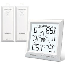 Wireless Indoor/Outdoor Thermometer with 2 Sensors, 330ft Range, Backlight & Alerts – Compatible with AAA Batteries