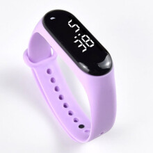 Digital Watch for Student, LED Light Display Plastic Mirror Electronic Movement Silicone Strap Sports Watch