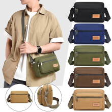 Pánska zelená kabelka cez rameno, viacpriehradková crossbody s nastaviteľným popruhom, 23,7 cm x 16,3 cm x 6,36 cm, kožený batoh na