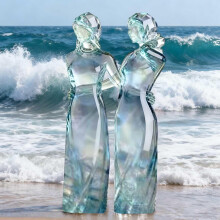 Sculpture en verre de mer « Trois Sœurs » – Cadeau d’amitié pour femmes, cadeau d’anniversaire/Noël pour meilleures amies (deux sœurs),