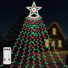 Guirlande lumineuse étanche à 350 LED en forme d'étoiles avec télécommande, minuterie et 8 modes – Compatible avec les ampoules YANTON, rouge