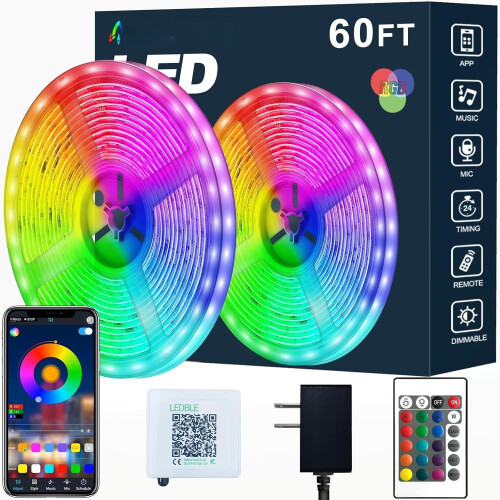 LED-Streifen mit Musiksynchronisation und Farbwechsel, 18 m