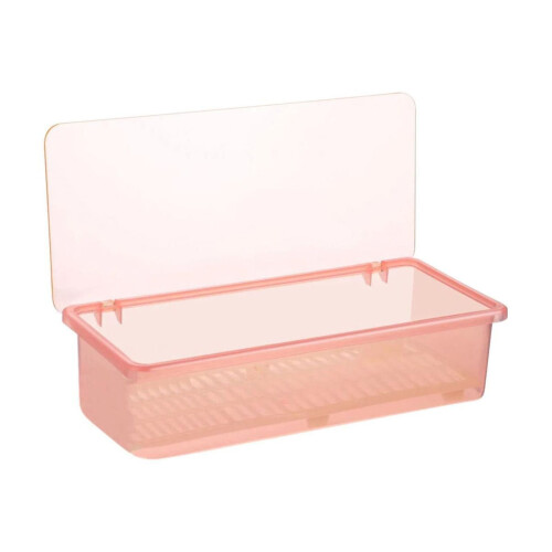 Flatware Organizer Tray with Lid – Plastic Countertop Silverware Storage Container, Cooking Utensil & Dinnerware Holder (B)