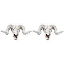2X Creativo Nel Resina Testa di Pecora Testa di Cranio Appeso Un Parete 3D Animale Longhorn Scultura Figurine Artigianato Corna Decorazioni per la