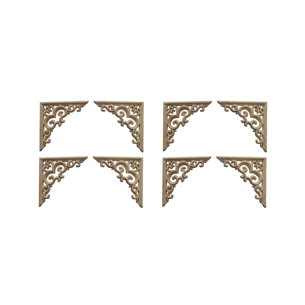 8Pcs Unpainted Wooden Mouldings Decal European Wood Appliques For Furniture Cabinet Flower Wood Carving Decorative 10Cm 4714053048181