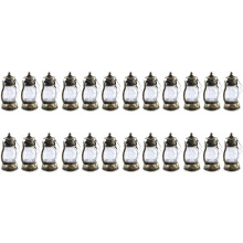 24 Stuks Lantaarn Decoratief met LED Kaars Vintage Lantaarn Hangende Kaars Lantaarns Batterij-Aangedreven Lantaarn Koper