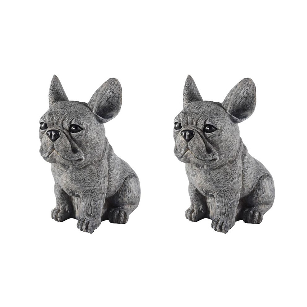 2X Statue Garden Decoration Dog Resin Decoration Dachshund & French Bulldog Sculpture Home Ornaments 17X12x11cm Torribaly