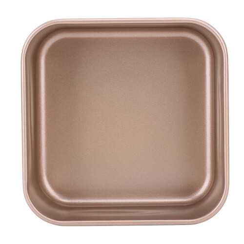 Deep Square Baking Pan, Gold Carbon Steel Cake Bread Tray, Non-Stick and Stackable 1
