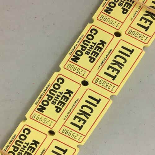 Rollo de boletos de rifa amarillos dobles Stub1000 2