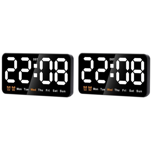 2X Relógio de Parede Digital, Relógio Digital LED de 9 Polegadas com Display  com 12/24H, Dígitos Grandes, Pequeno Relógio de Parede Silencioso