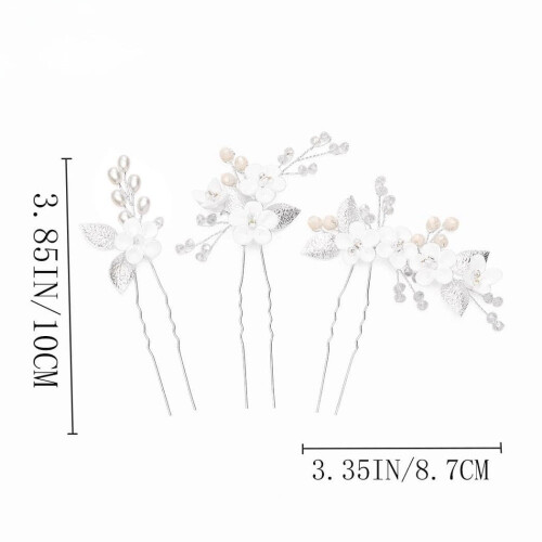 Brudehårspenner Krystallperle Blomster 3-delt 1