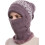 Conjunto de gorro e balaclava feminino de inverno, forrado com lã, com máscara e cachecol com pompom. 2